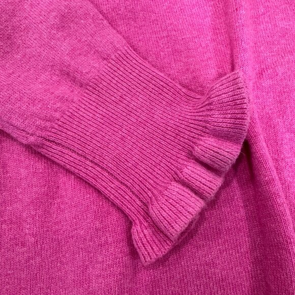 Banana Republic Italian Cashmere/Wool Blend Sweater Barbie Pink, Ruffle Cuffs SM - Picture 3 of 5